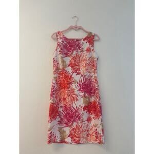 Studio I Womens Dress Sz 6 Easter dressPink Orange White Floral Zips in Back 169